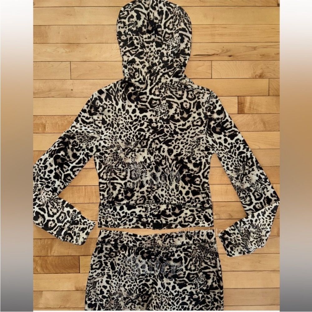 NWT JUICY COUTURE animal print small bling Velour Tracksuit Set -Ocelot - Picture 9 of 14